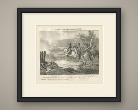 Battle of Castiglione, Wurmser Nearly Taken, Antique Madou Lithograph, 1827, shown framed