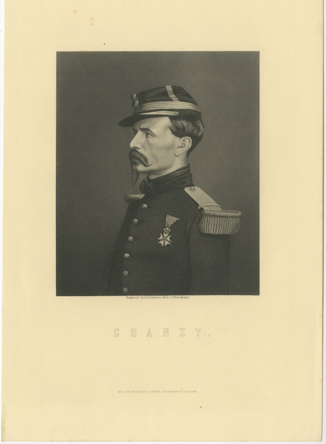 General Alfred Chanzy, French Military Commander, Antique Engraved Portrait