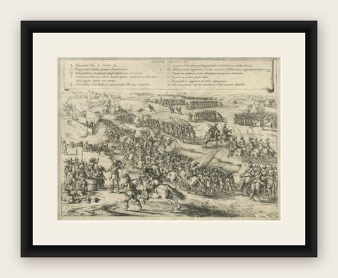 The Aftermath of Battle for Oudenaarde in the Eighty Years' War Engraved in 1632, shown framed