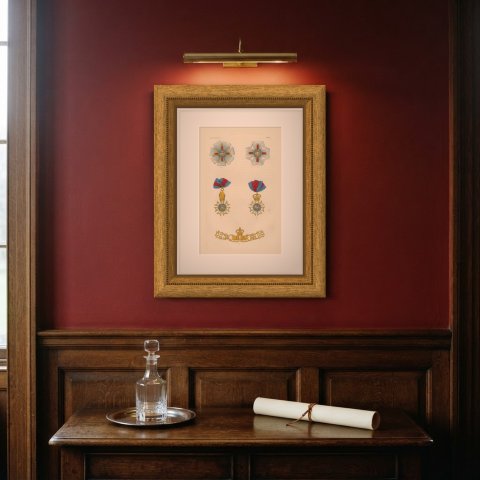Great Britain, St Michael and St George Order, Plate XXXV, Wood Engraving, 1844, shown framed on a wall