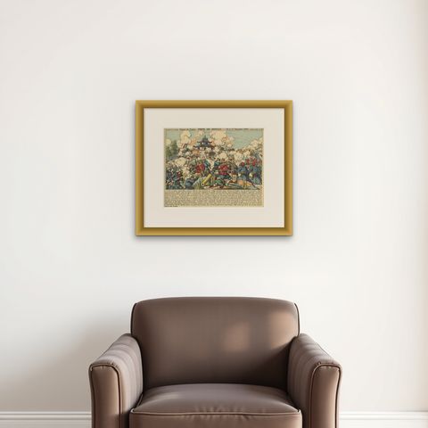 Prise de Sontay, an Épinal Print of a French Tonkin War Battle, 1883, shown framed on a wall