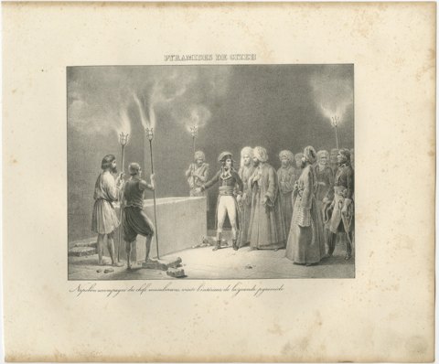 Inside the Great Pyramid of Giza, Egypt, Antique Madou Lithograph, 1827, view 2