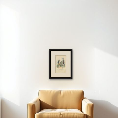 Napoleonic Imperial Guard Chasseurs à Pied Summer Uniform Print c.1843, shown framed on a wall