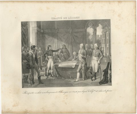 Treaty of Leoben, Belgium Ceded to France, Antique Madou Lithograph, 1827, view 2