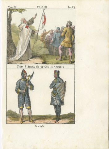 Peter of Amiens Preaching the Crusade and Two Crusaders in Mail, 1842, view 2