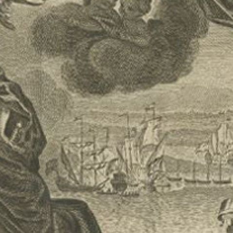 Antique Print of the Battle of Chattam, c.1790, close-up 2