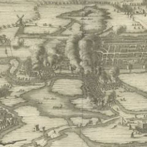 Antique Print of the Siege of Alkmaar, City of Cheese in Holland, c.1700, close-up 2