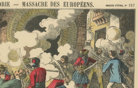 Egypt Crisis Battle Scene, Bombardment of Alexandria, Épinal, 1882, close-up 1