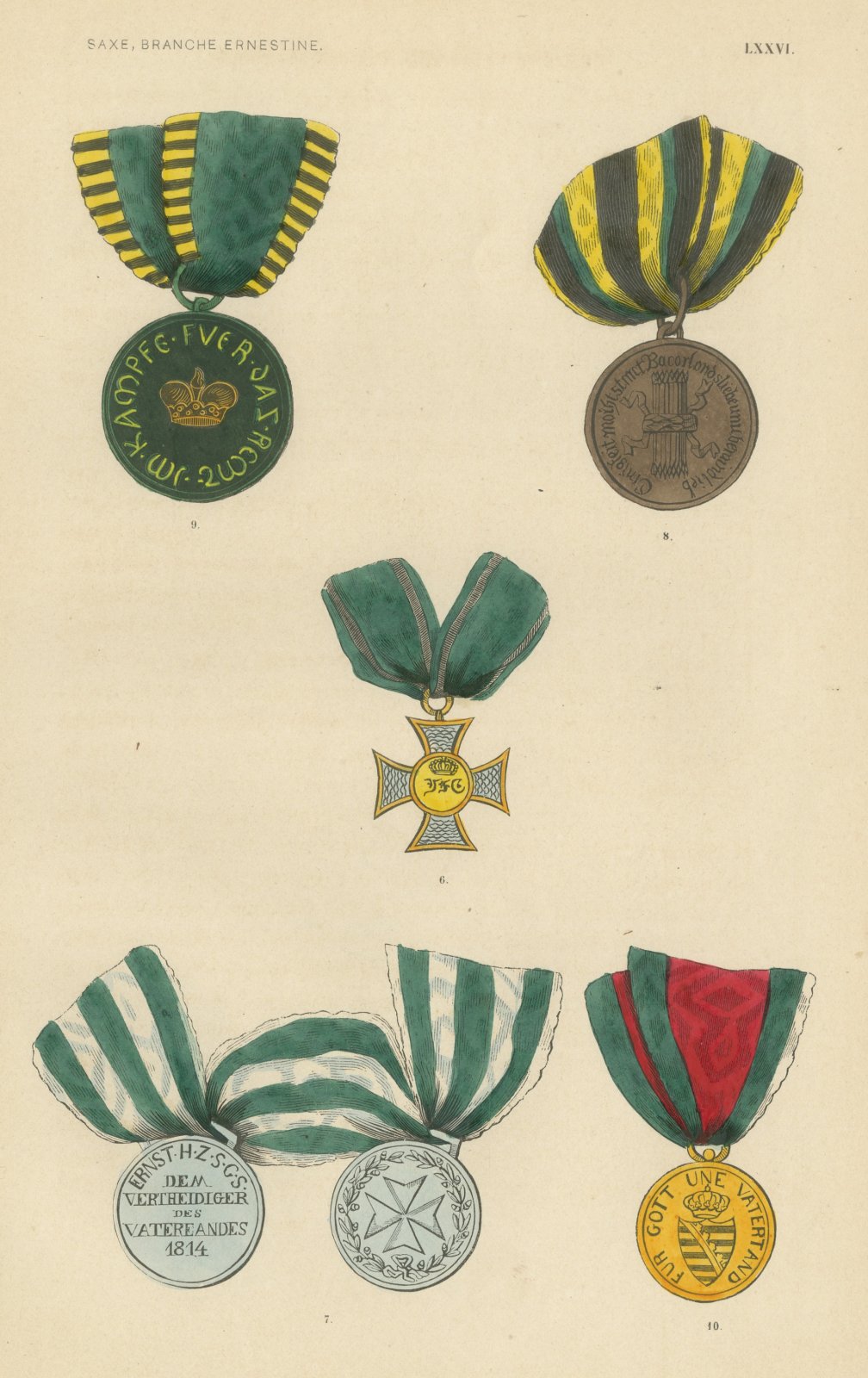 Saxony Ernestine Line, Defender of the Fatherland Medals, Plate LXXVI, 1844