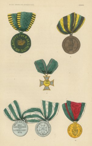 Saxony Ernestine Line, Defender of the Fatherland Medals, Plate LXXVI, 1844
