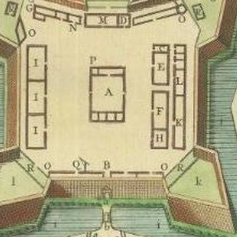 Antique Print of Fort Rotterdam in Makassar 'Ujung Pdang', Sulawesi, Indonesia, close-up 2