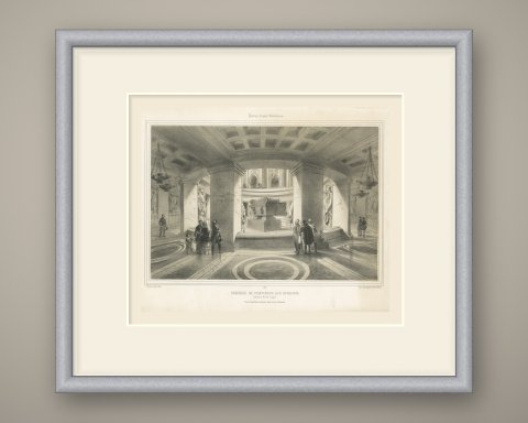 Tomb of Napoleon, Les Invalides, Paris, Antique Lithograph, circa 1861, shown framed