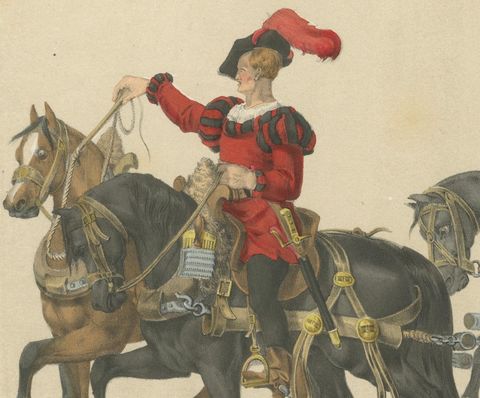 A Triumphal Procession, Captured Banners and Armor of Swiss Victories, 1855, close-up 2