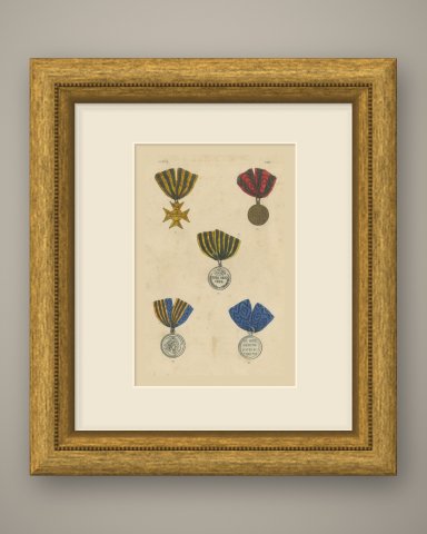 Russian Medals for Bravery, 1812 and 1826 to 1828, Plate LXIX, 1844, shown framed