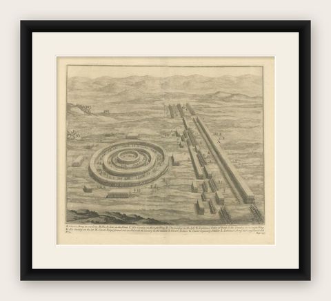 Antique Roman Battle Print of Caesar's Army by Duncan, c.1753, shown framed