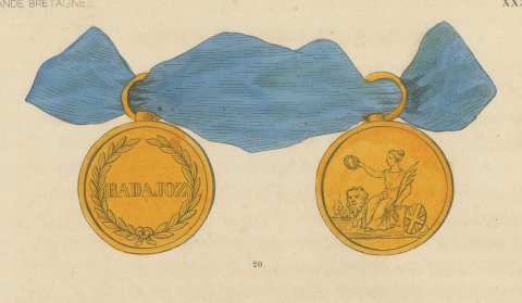 Great Britain, Waterloo and Peninsula Medals, Plate XXXVI, Wood Engraving, 1844, close-up 1