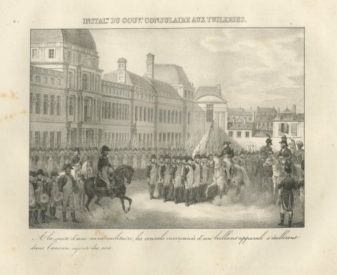 The Consuls Installed at the Tuileries, Paris, Antique Madou Lithograph, 1827