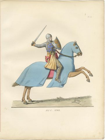 Noble Grace and Martial Power: Italian Aristocrats & French Knight, 1845 Print, view 5