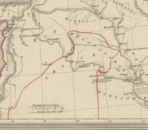 Antique Map of the March of the Ten Thousand, Xenophon Anabasis, circa 1845, close-up 4