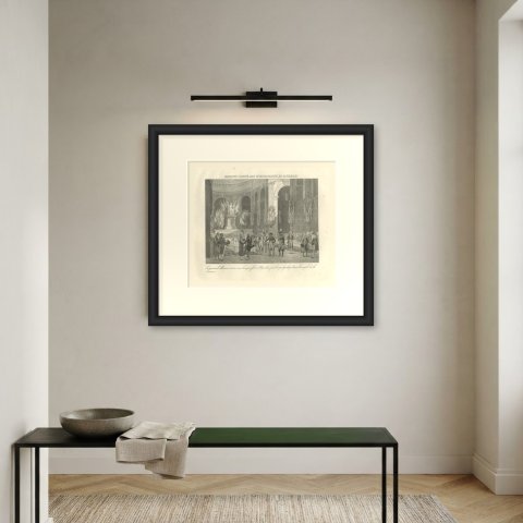 Banquet for Bonaparte and General Moreau, Antique Madou Lithograph, 1827, shown framed on a wall