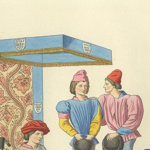 Antique Print of a Challenge at the Tournament, by Bonnard, 1860, close-up 1