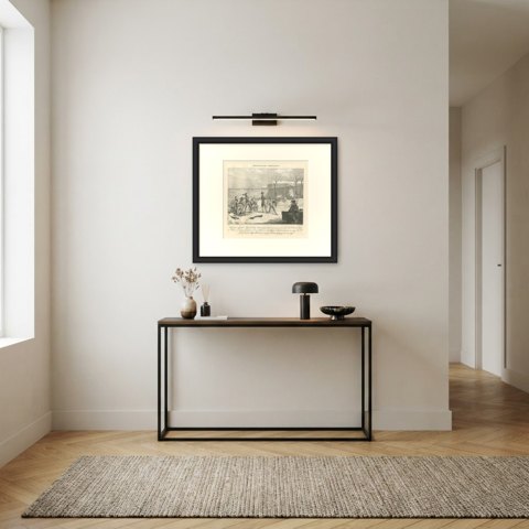 Napoleon's Snow Fort at Brienne, Antique Madou Lithograph, 1827, shown framed in a room