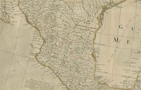 Rare Antique Wall-Map of North America: French and Indian War Boundaries, 1793, close-up 2