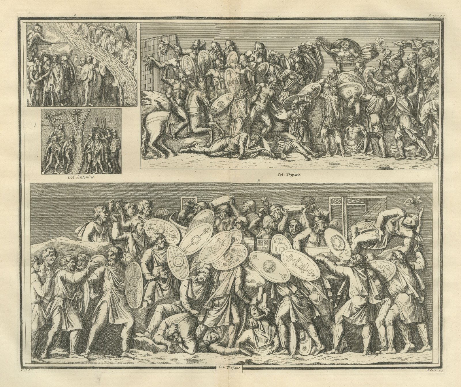 Siege Scene with Overlapping Shields at a Wall, Trajan's Column, 1722