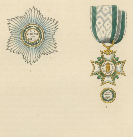 Saxony, Civil Merit Order Star, Cross and Medals, Plate LXXIV, 1844, close-up 1