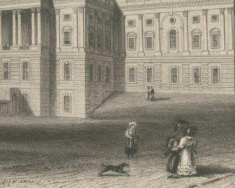 Capitol West Front, Washington, with Battle of Trenton Vignette, circa 1850, close-up 1
