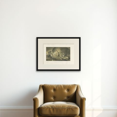 Antique Print of Fort Nicholas 'Crimean War' by W. Simpson, 1855, shown framed on a wall