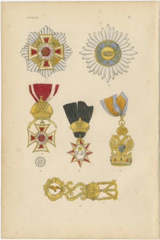 Orders of Austria, Leopold and Iron Crown, Plate IV, Wood Engraving, 1844, view 2