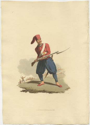 Antique Print of Turkish Soldier, Hand-Colored Aquatint, 1818, Folio, view 2