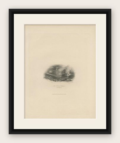 Antique Print of the Battle of Waterloo by Murray, '1833', shown framed