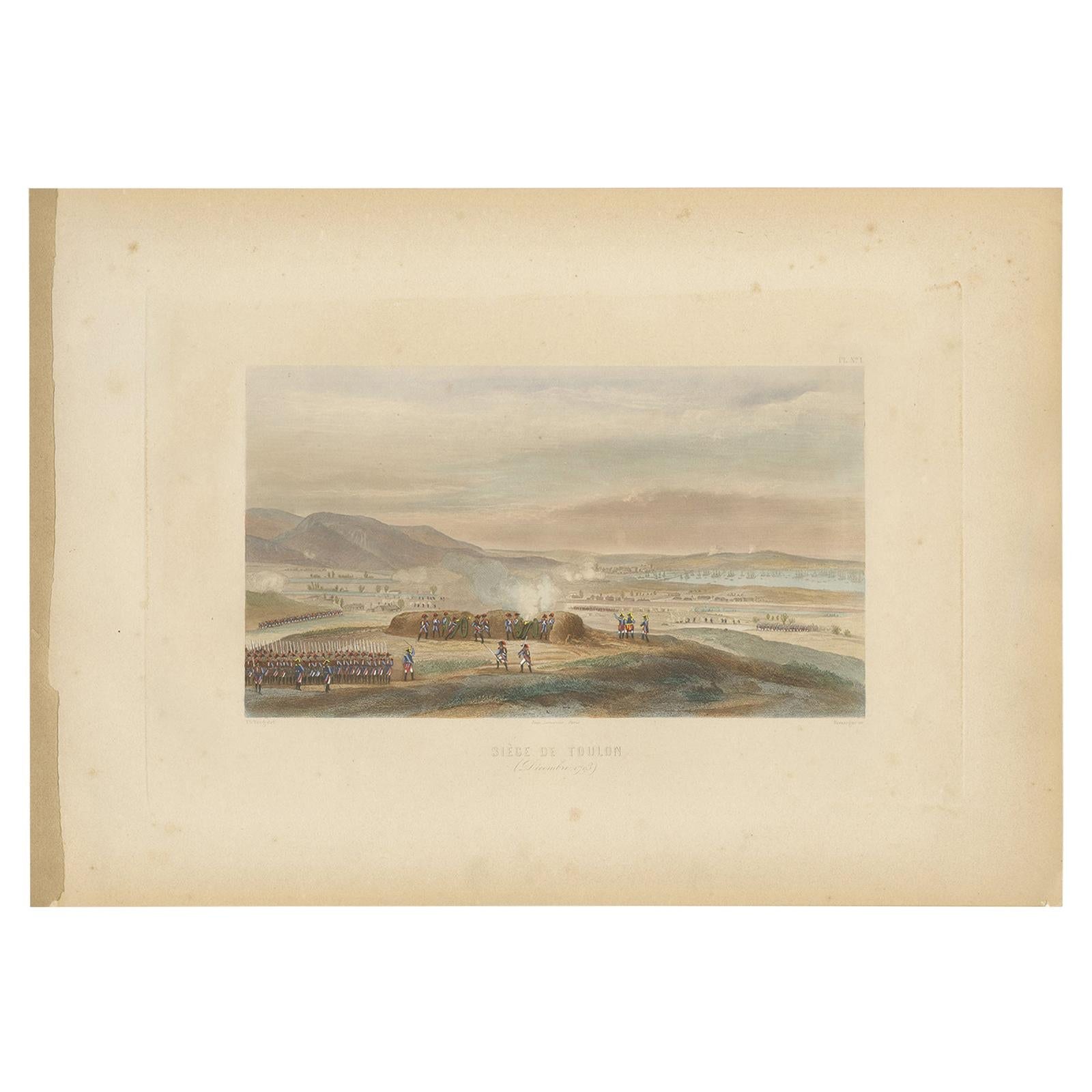 Antique Print of the Siege of Toulon 'circa 1860'