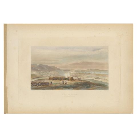 Antique Print of the Siege of Toulon 'circa 1860'