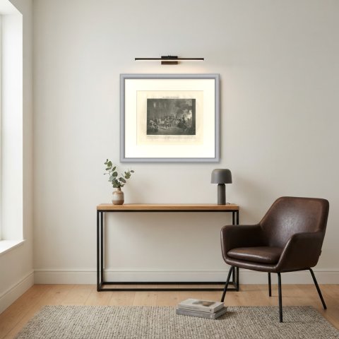 The Infernal Machine, Rue Saint Nicaise, Antique Madou Lithograph, 1827, shown framed in a room