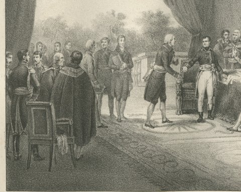 Treaty of Peace with the United States, 1800, Antique Madou Lithograph, 1827, close-up 1