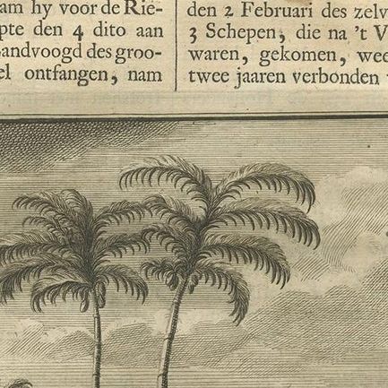 Antique Print of a Battle in the Mughal Empire by Valentijn, 1726, close-up 1