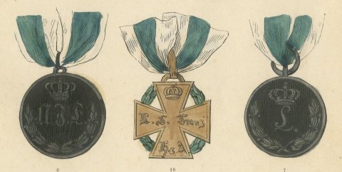 Orders of Anhalt, Monograms and Merit Medals, Plate II, Wood Engraving, 1844, close-up 3
