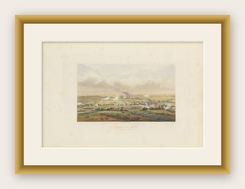 Antique Print of the Battle of Ligny 'circa 1860', shown framed