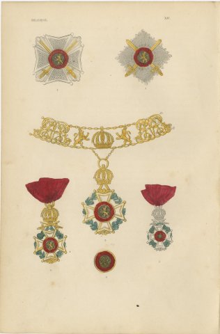 Orders of Belgium, Order of Leopold Stars, Badges and Collar, Plate XIV, 1844, view 2