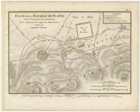 Battle of Plataea Ancient Greece Military Map by Ambroise Tardieu, 1825, view 3