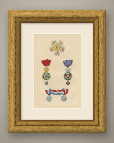 France, Legion of Honor and July 1830 Decorations, Plate XXXI, 1844, shown framed