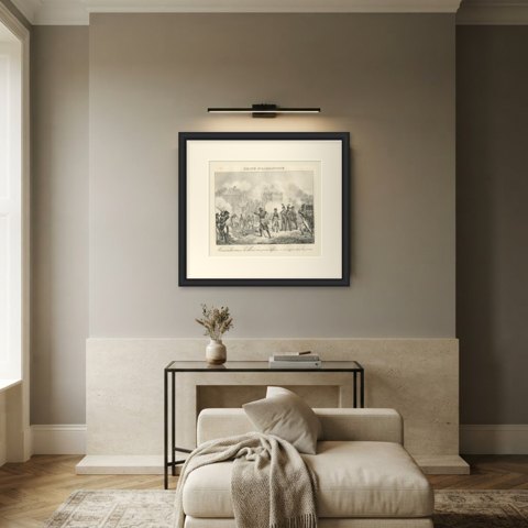 The Taking of Alexandria, Egypt Campaign, Antique Madou Lithograph, 1827, shown framed in a room
