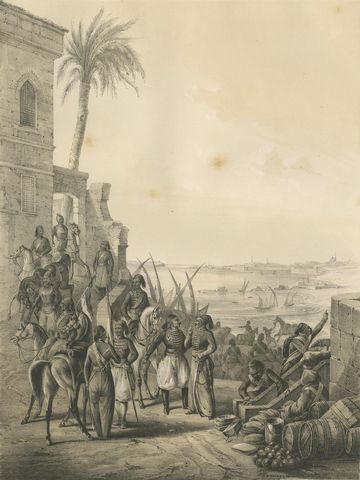 Antique Egyptian Regular Cavalry on the Nile from Maximilian in Bavaria, 1846, close-up 1
