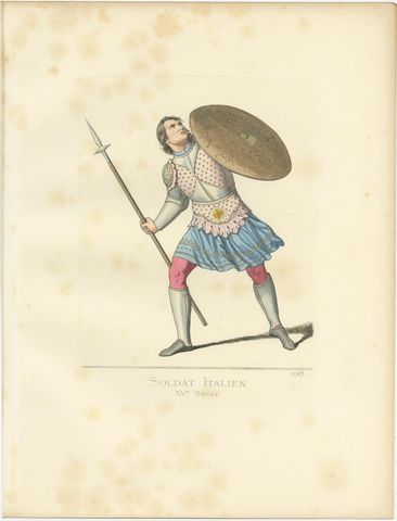 Antique Print of an Italian Soldier, 15th Century, by Bonnard, 1860, view 2