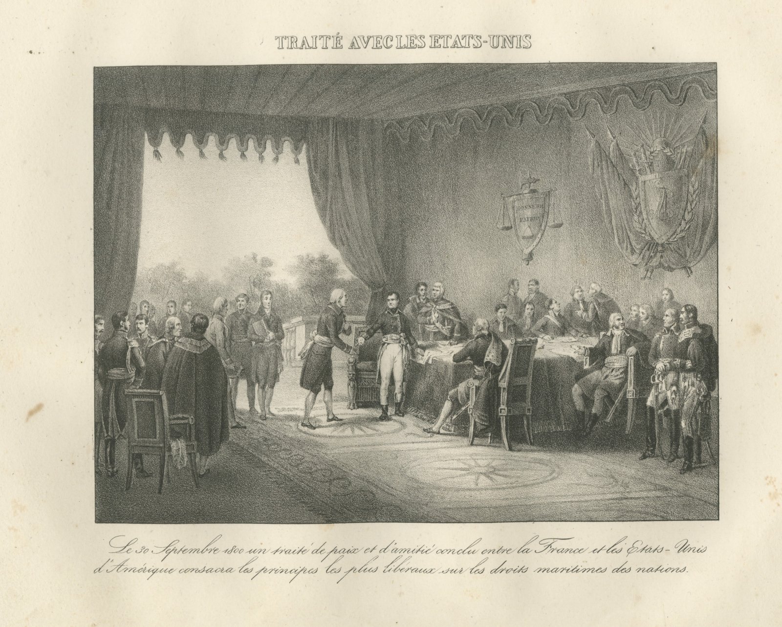 Treaty of Peace with the United States, 1800, Antique Madou Lithograph, 1827