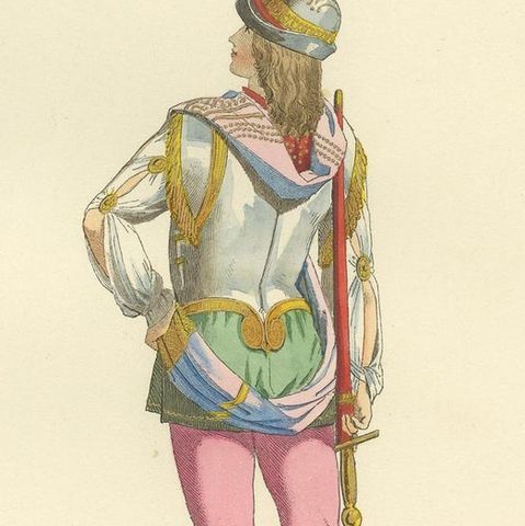Antique Print of a Military Costume by Bonnard, 1860, close-up 2