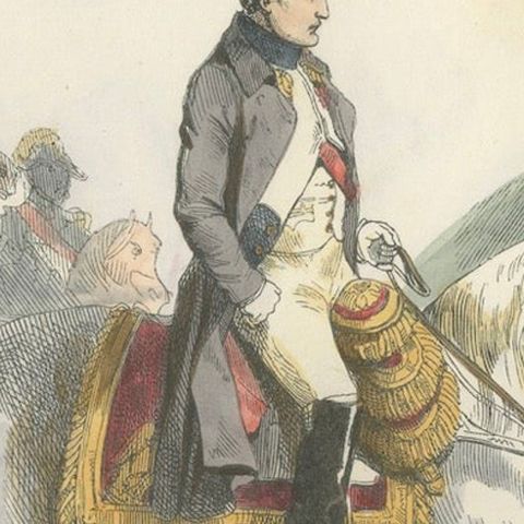 Napoleon Bonaparte on Horseback, L’Empereur, French Hand-Colored Print, 1843, close-up 3